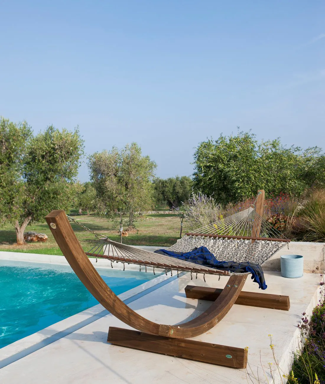 Hammock with net in grey melange polypropylene