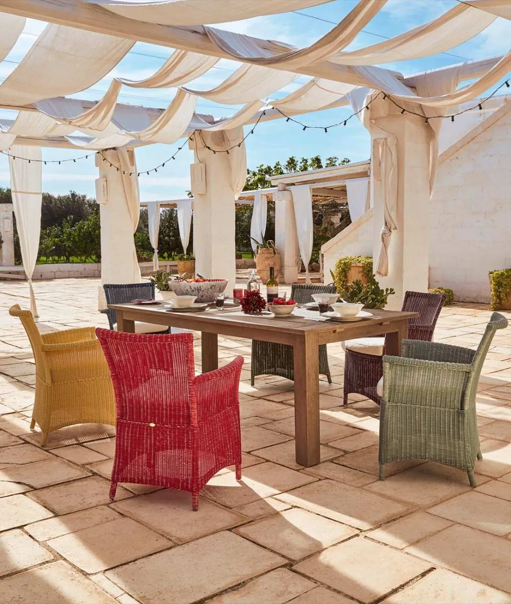 Set of 4 Capri small armchairs with cushions