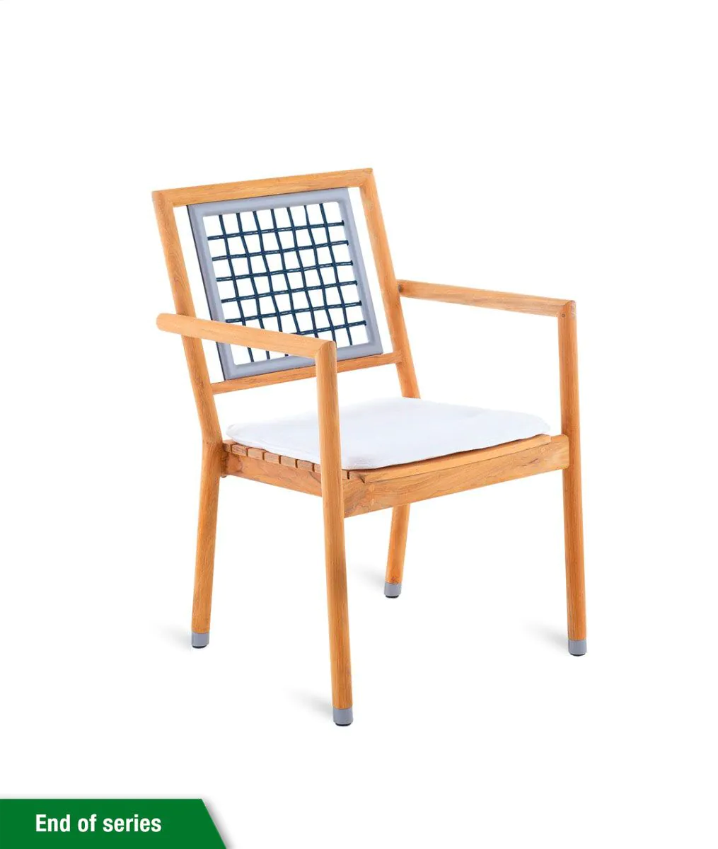 Quadra stackable small armchair in teak