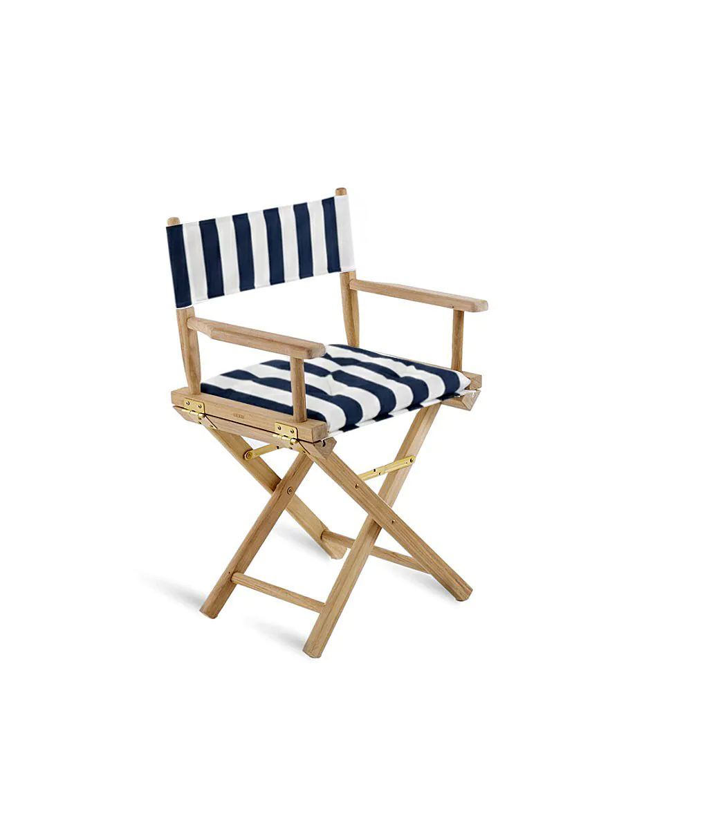 Ginger teak director's chair with Stripes Sea fabric