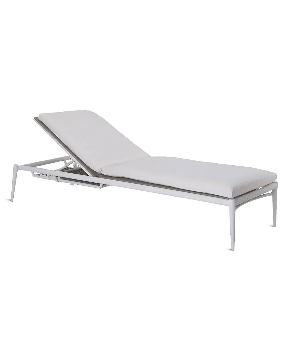 Bain de soleil Luce empilable blanc avec tissu sable