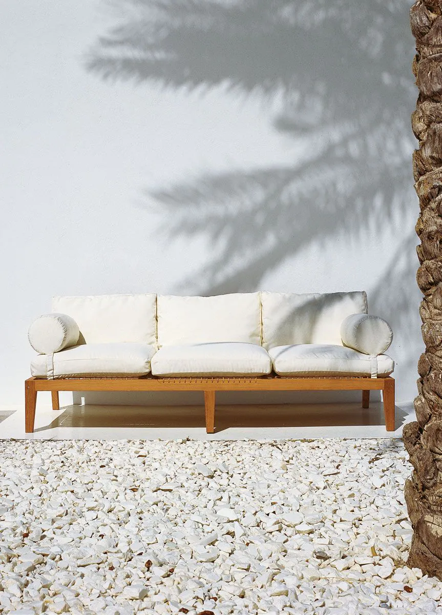 Sofa-bed Synthesis with adjustable seat on both sides in teak e waprolace