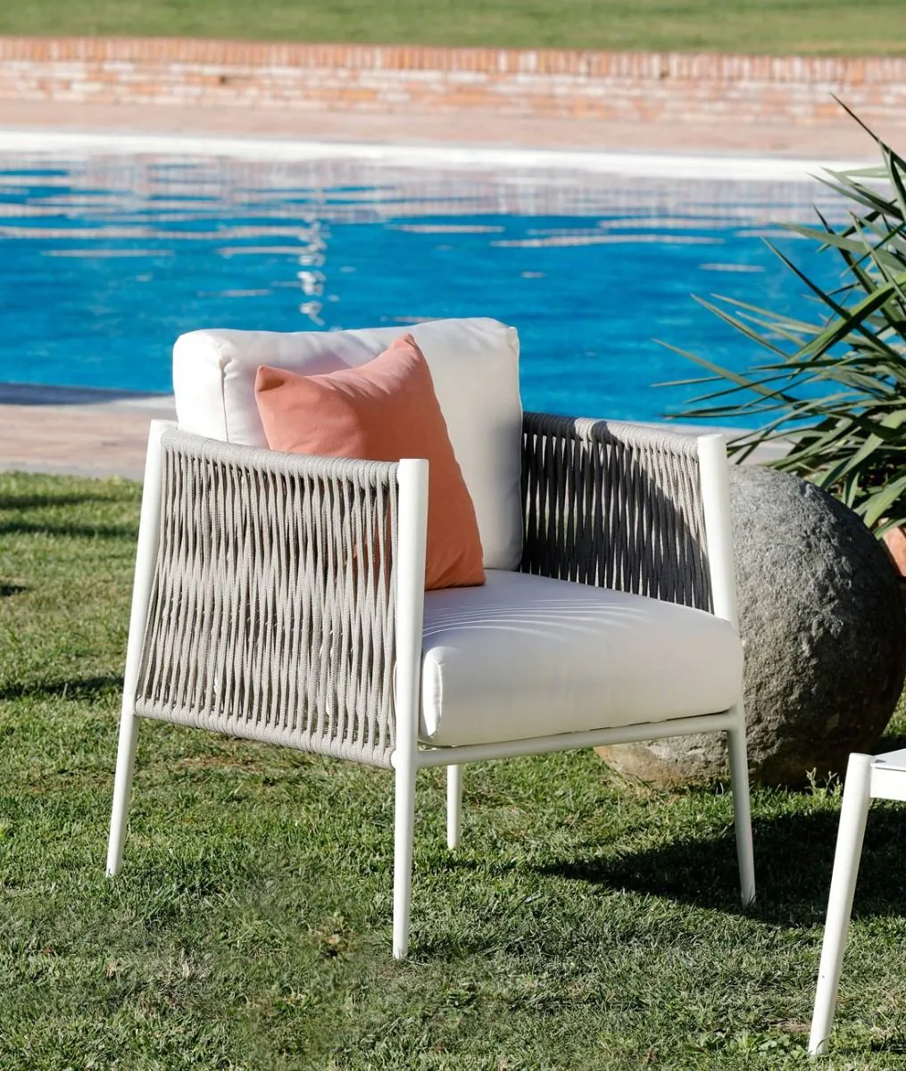 Sillón Luce grafito aluminio blanco marfil