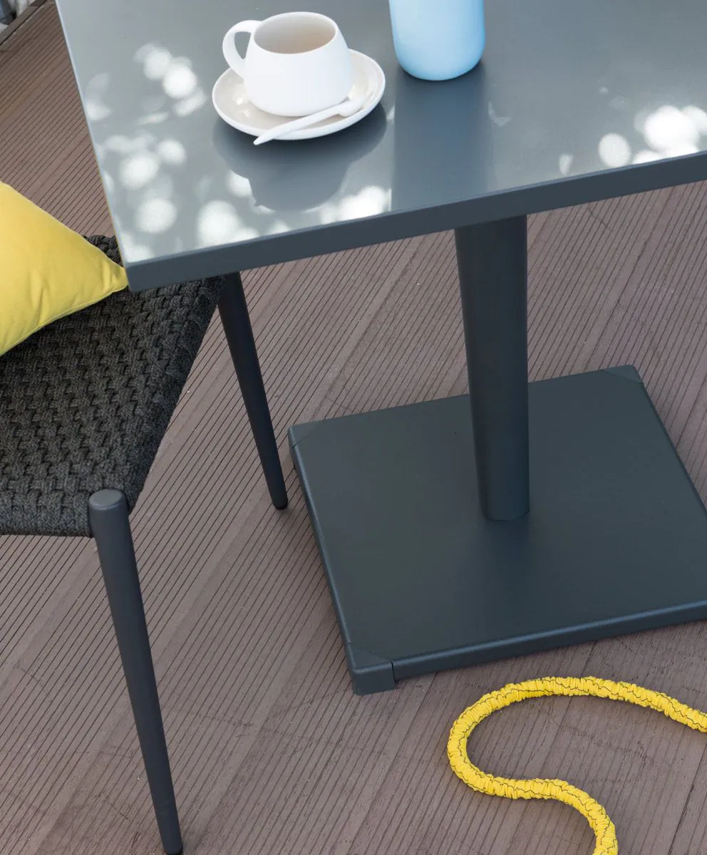 Table square Luce with aluminium table top