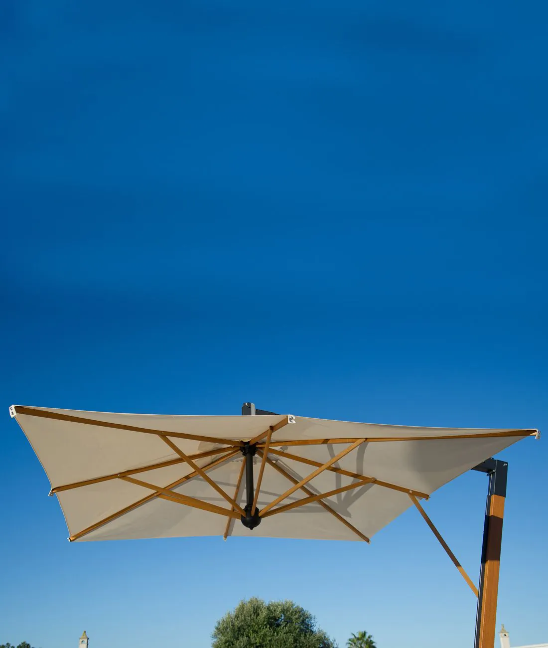 Umbrella square Salento aluminium wood effect