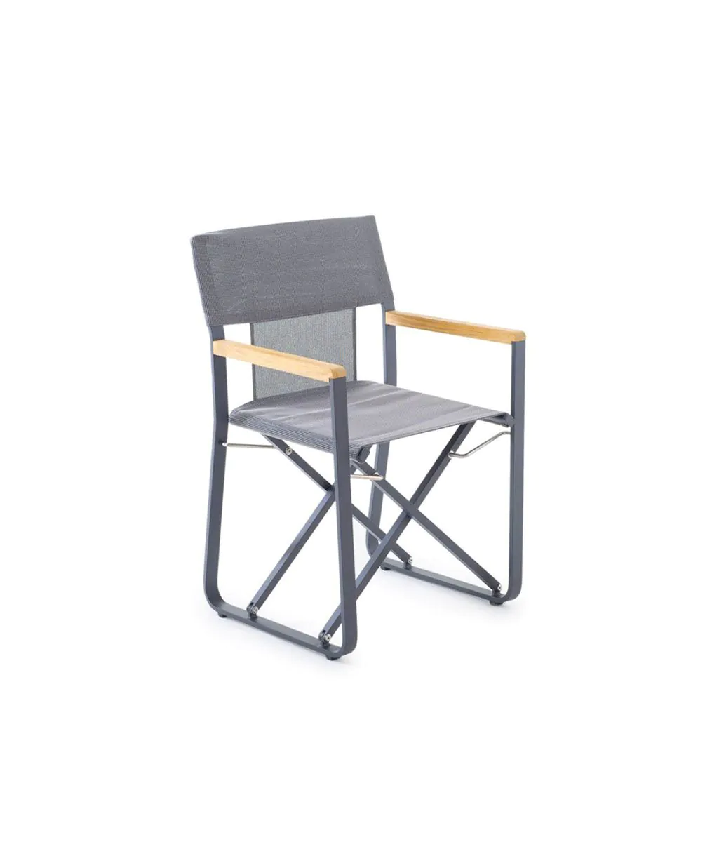 Cosette small armchair in graphite aluminum cover in brown