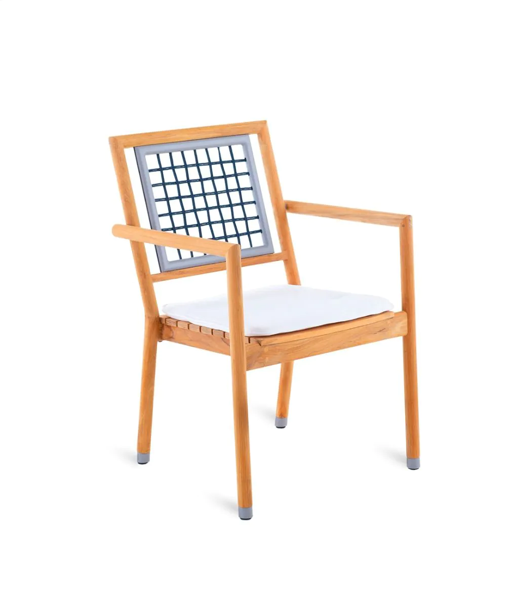 Stackable small armchair Quadra in teak