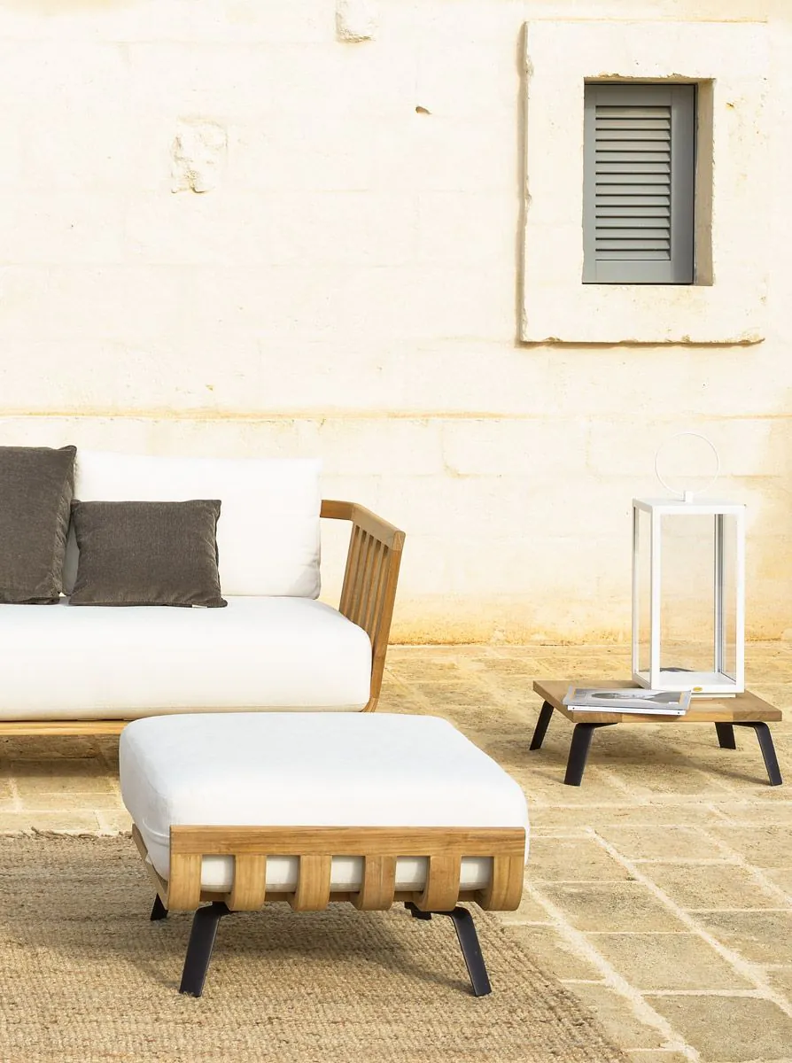 Pouf Welcome in teak