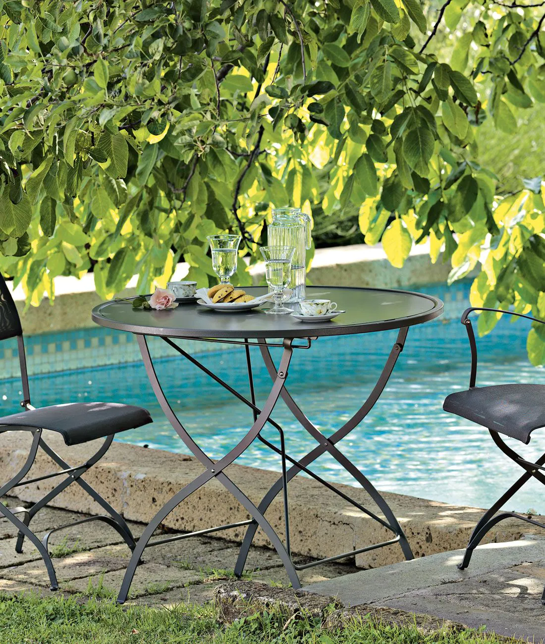 Mesa Minerva plegable redonda Ø 90 cm de hierro 			