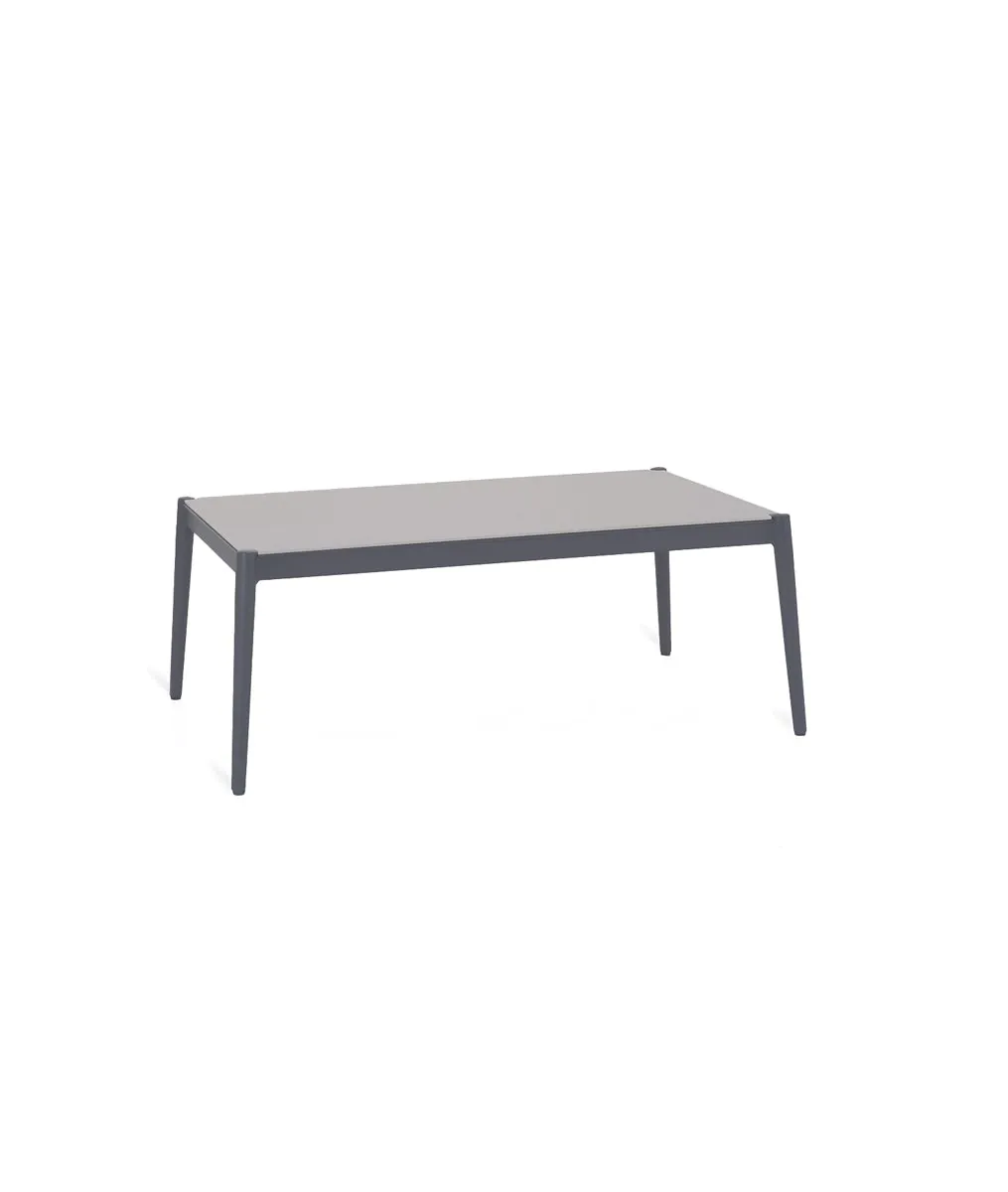 Table basse rectangulaire Luce graphite avec un plateau en grès