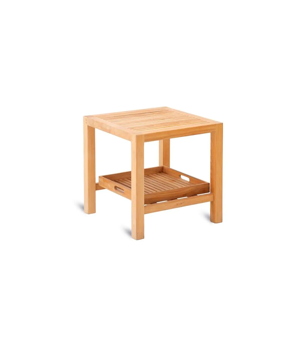 Chelsea square coffee table in teak with two levels