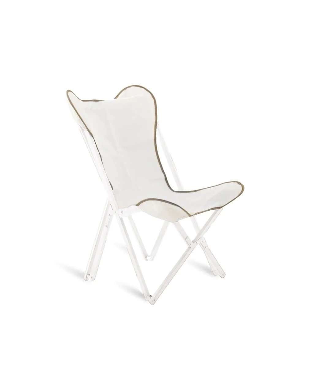 Lona 100% algodón blanco hueso butaca plegable Emy