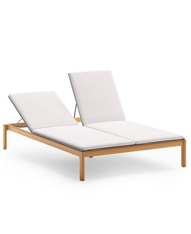 Lettino doppio Cora in teak e textilene