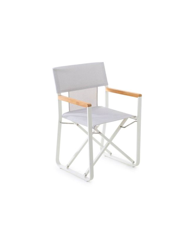 Poltroncina Cosette alluminio bianco e telo in canapa