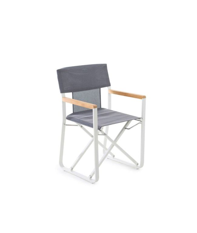Poltroncina Cosette alluminio bianco e telo brown