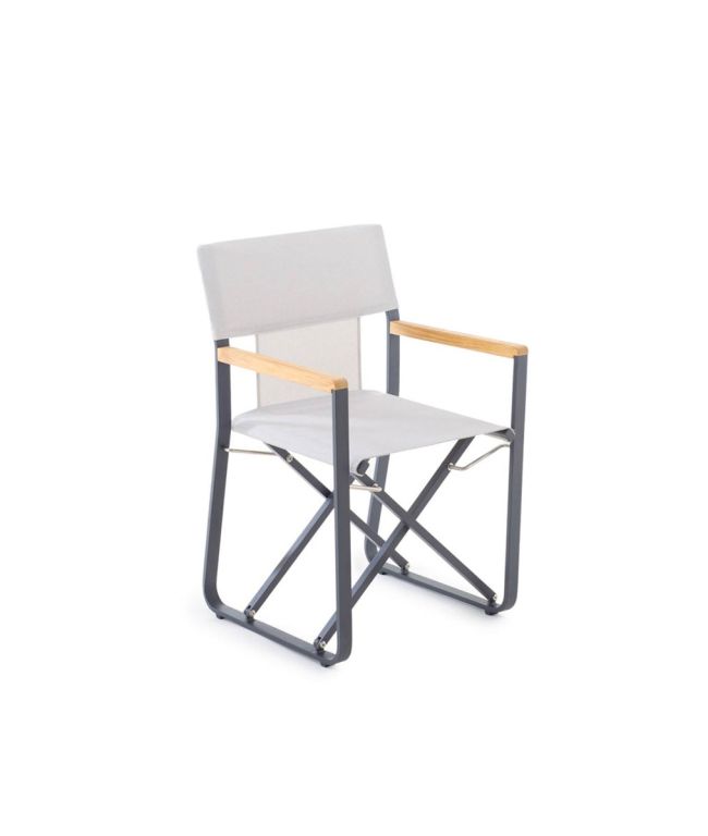 Poltroncina Cosette alluminio grafite e telo in canapa