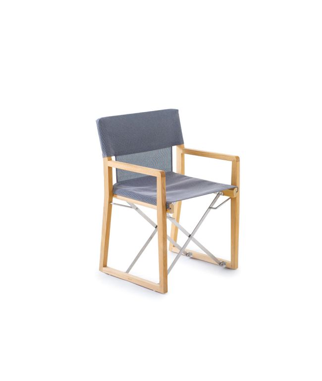 Poltroncina Cosette in teak con telo di colore brown