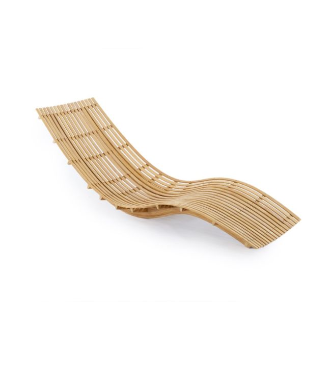 Swing stacking chaise longue in teak