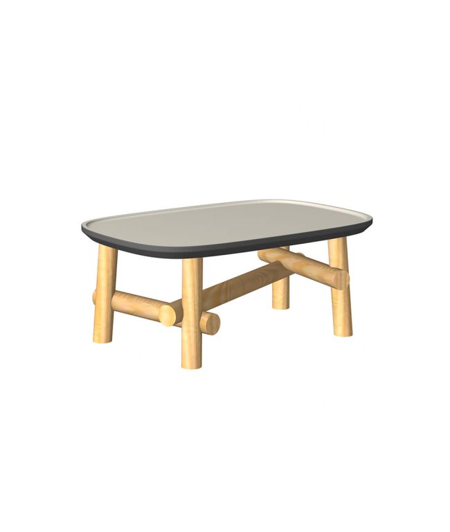 Tavolo basso Symi in teak e ceramica finitura dove