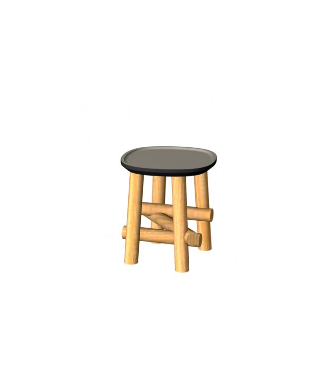 Tavolo basso Symi in teak e ceramica finitura stone