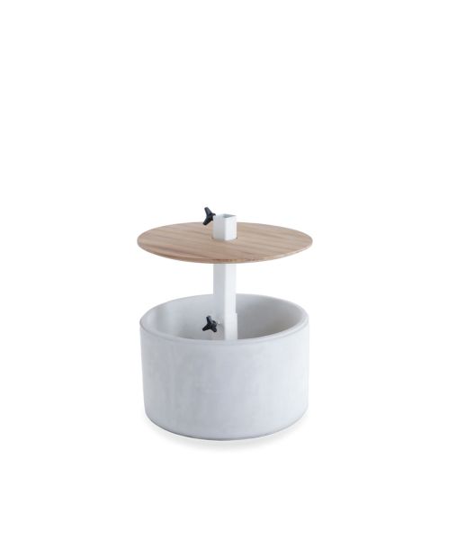 Cement base Lipari with adjustable iroko tabletop Ø 85