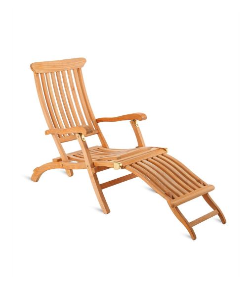 Chelsea folding deckchair in teak with removable footrest