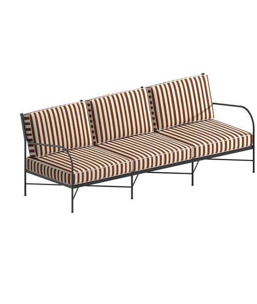Igea three-seater iron sofa with cushions