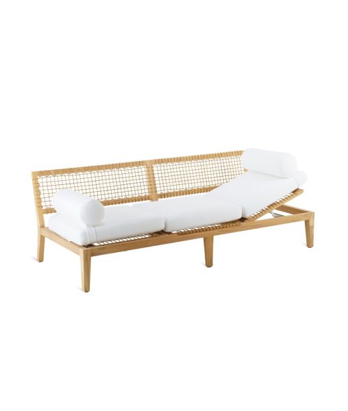Sofa-bed Synthesis with adjustable seat on both sides in teak e waprolace