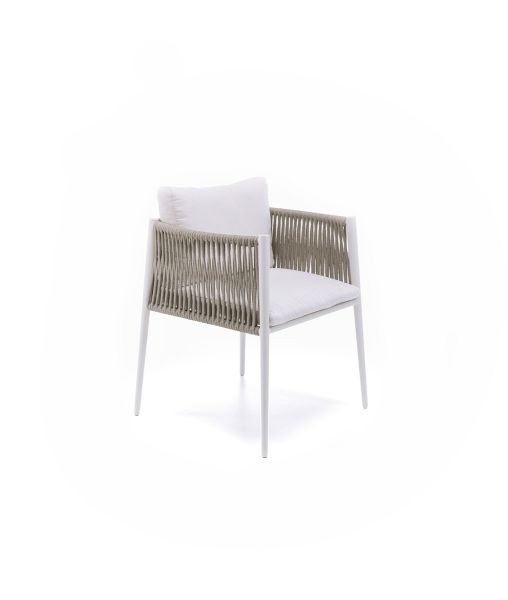 Luce small armchair in aluminium white ivory