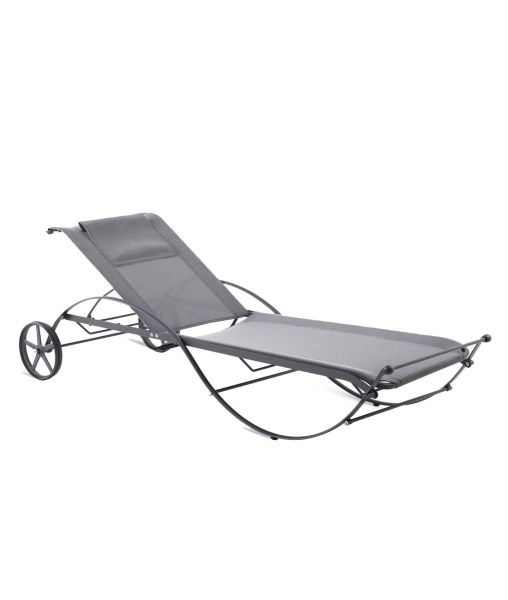 SUMMER MANIA -Aurora sunlounger in graphite with brown fabric