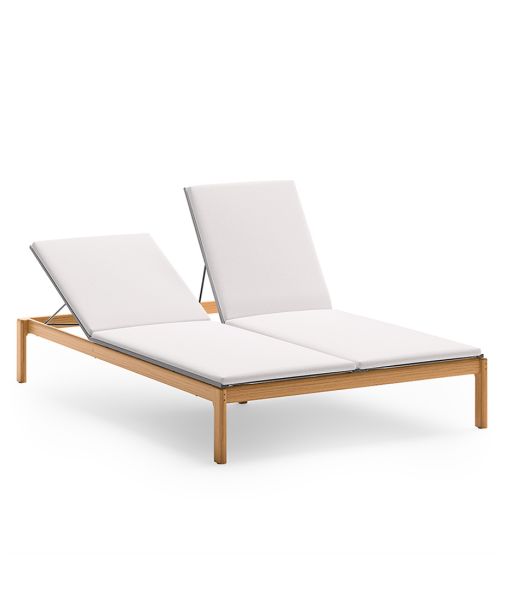 Lettino doppio Cora in teak e textilene