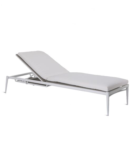 Bain de soleil Luce empilable blanc avec tissu sable