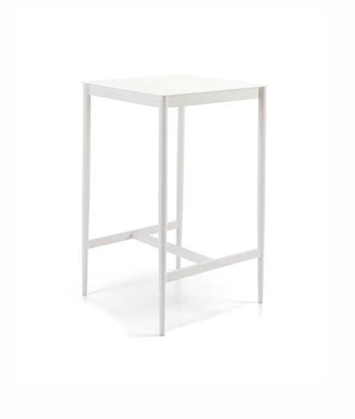 Table haute carrée Luce aluminium blanc ivoire