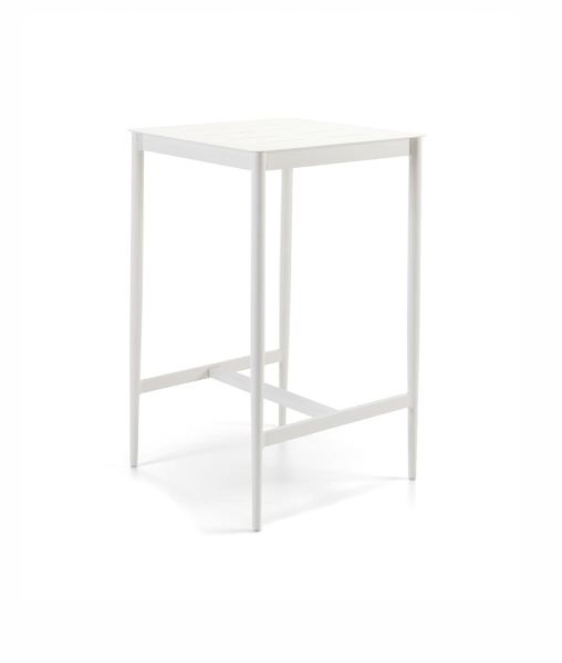 Luce tall square table in aluminium white ivory