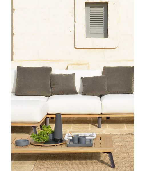 Modulo spalla Welcome in teak e corda