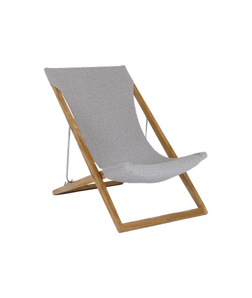 Transat pliant Cosette en teck et tissu couleur tourterelle
