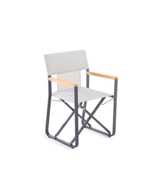 Cosette small armchair in graphite aluminum cover in hemp technical fabric