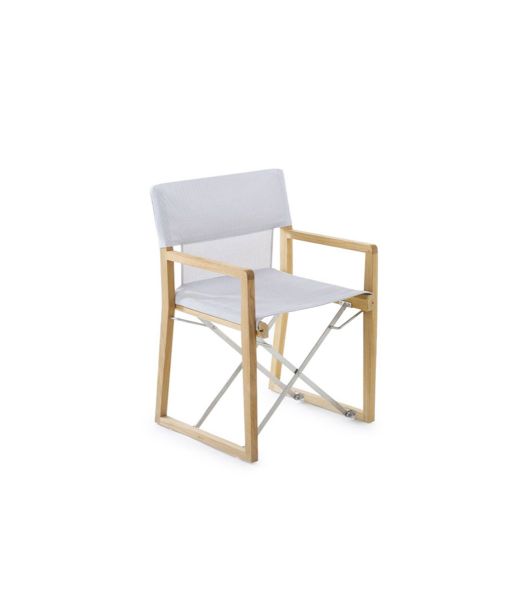 Cosette small armchair in teak cover in hemp technical fabric