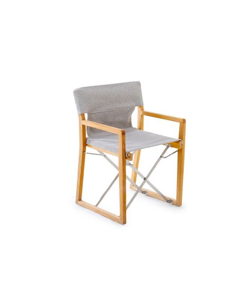 Cosette small armchair in teak with dove grey cover