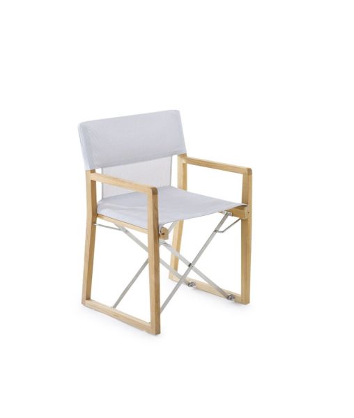 Pevero small armchair in teak cover in hemp technical fabric