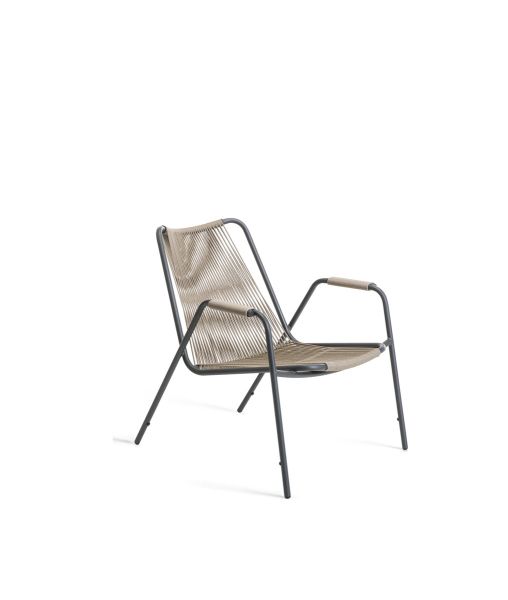 Coco lounge armchair in steel and rope