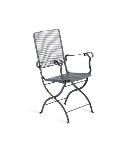 Small armchair folding Aurora in iron graphite