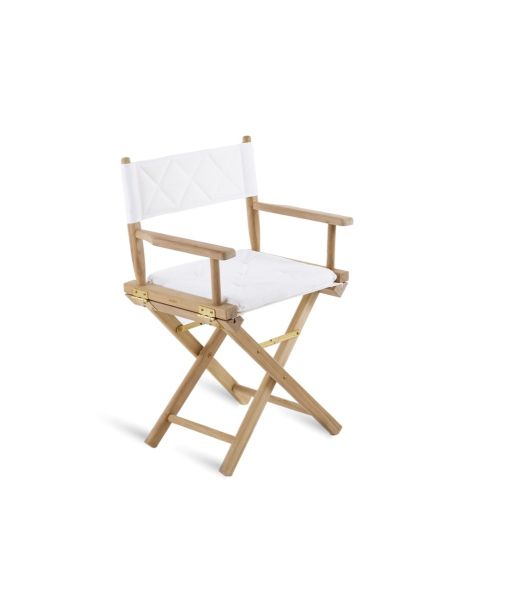 Klappbarer Armlehnstuhl Chelsea aus Teak Bespannung und Kissen aus 100% Baumwolle in der Farbe Cotone