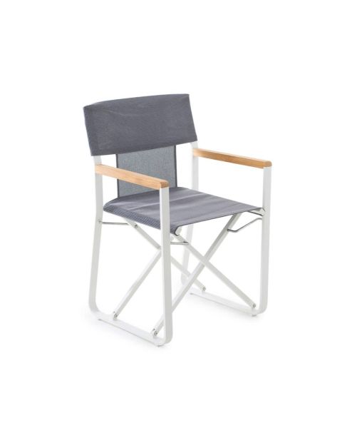 Petit fauteuil Pevero en aluminium et toile marron