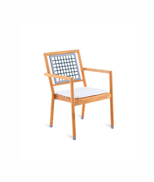 Petit fauteuil Quadra empilable en teak