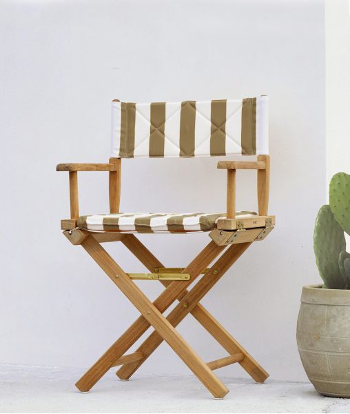 Poltroncina Ginger in teak con tessuto Stripes Sand