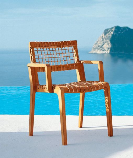 Small armchair Synthesis in teak and waprolace