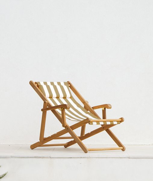 Sdraio Clio in teak con telo Stripes Sun