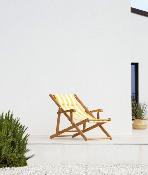 Sdraio Clio in teak con telo Stripes Sun