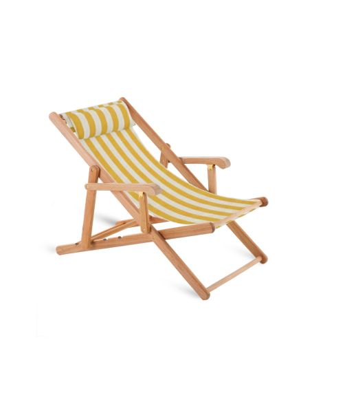 Sdraio Clio in teak con telo Stripes Sun